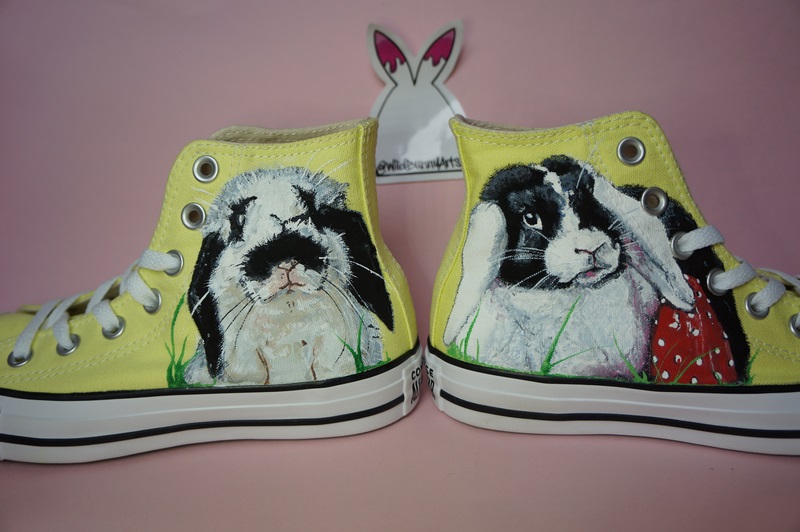 Custom Converse – detailed portrait realistic design – Wild Bunny Arts